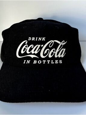 Coca Cola Black Logo Corduroy Cap - Drink Coca Cola In Bottles trucker